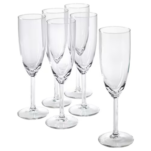 IKEA SVALKA Champagne Flute, Clear Glass, 7 oz, 6 pack (500.151.22) NEW - Picture 1 of 7